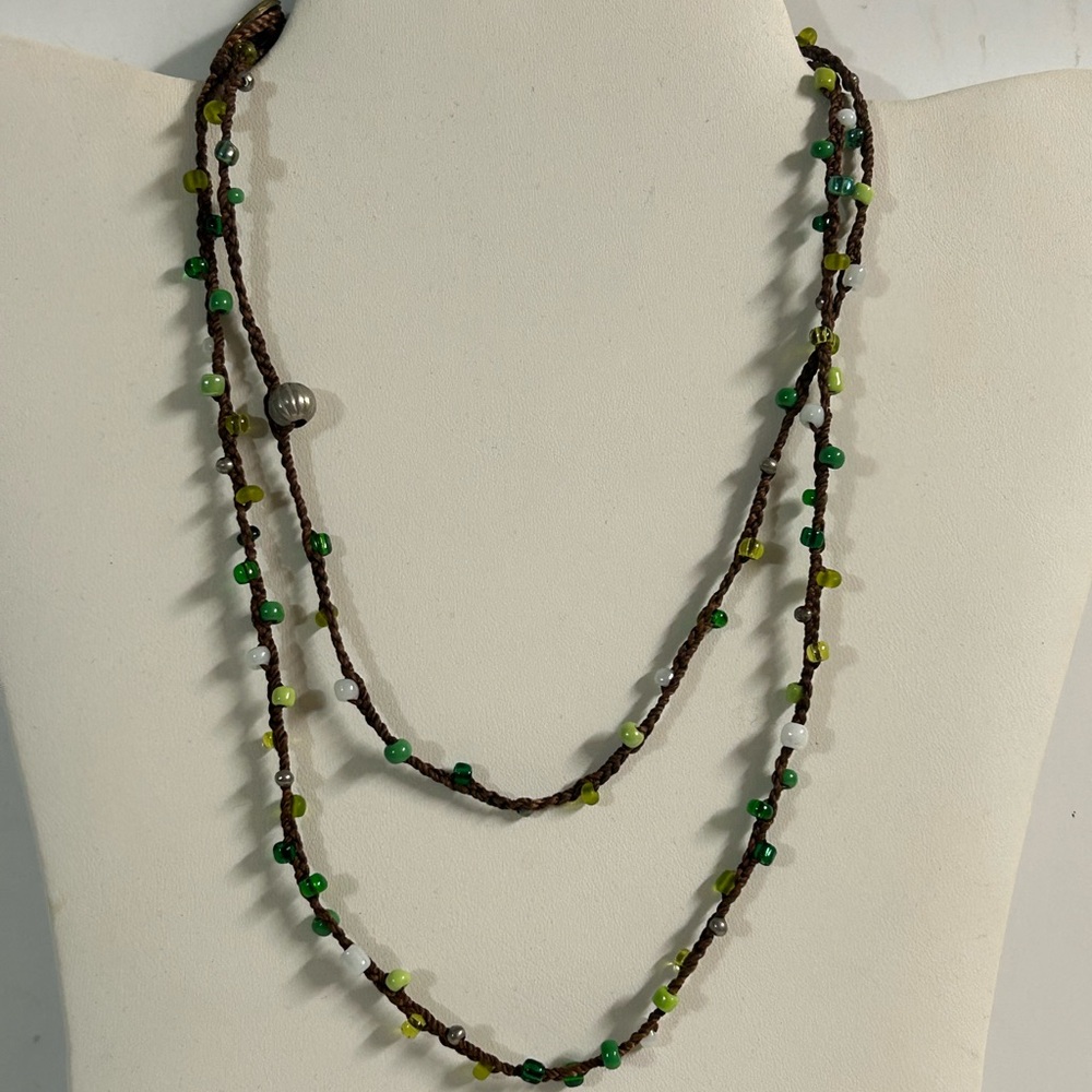 Wakami Boho Beaded Leather Cord Casual Necklace